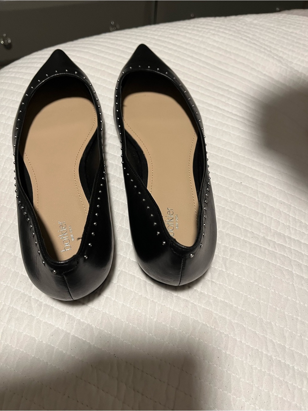 Botkier Black Studded Pointed-Toe Flats